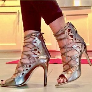 Joie Quinn Metallic Lace Up Heels